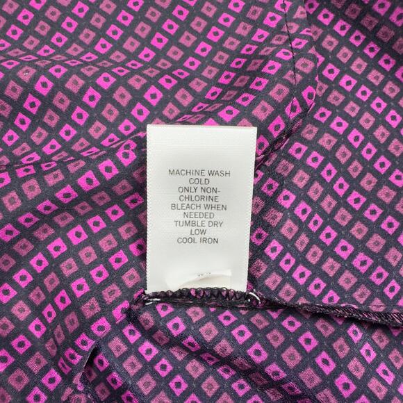 Banana Republic Women’s Blouse Small Purple Geometric Diamond Print - Picture 5 of 7